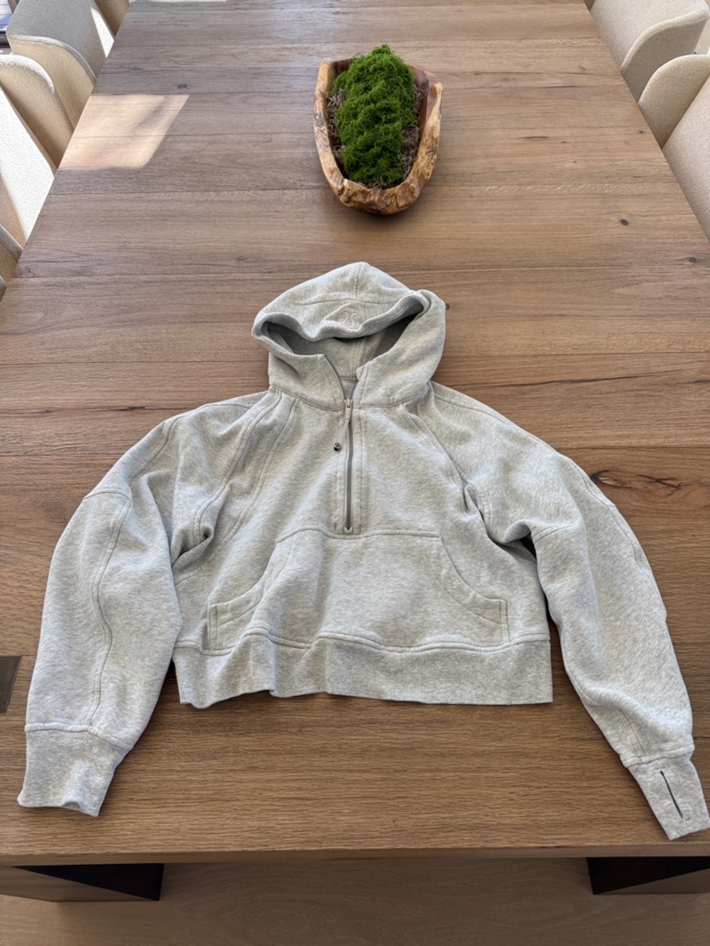 lululemon athletica Light Gray Cropped Half-Zip Hoodie Sweater